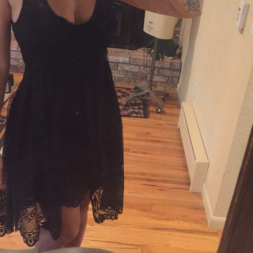 Free People black lace layered dress
